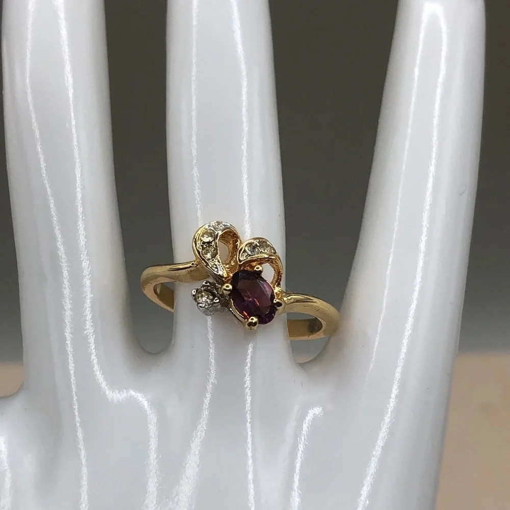 Vintage 8k Gold Electroplated Faux Gemtsone Costume Ring